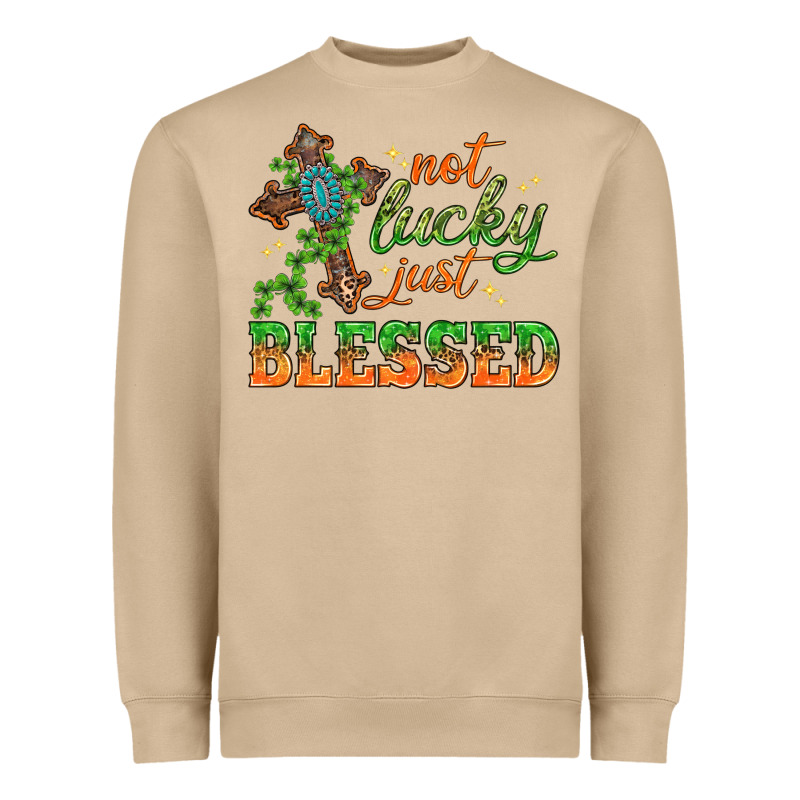 Not Lucky Just Blessed With Cross St. Patricks Day Heavyweight Sweatshirt by HowdyJamesFarm | Teevron