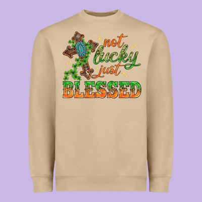 Not Lucky Just Blessed With Cross St. Patricks Day Heavyweight Sweatshirt Designed By Howdyjamesfarm