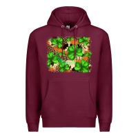 Burgundy st.patricks plaid  green glitter cowhide  leopard Premium Hoodie - FaDigitalArtStudio