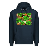 Navy st.patricks plaid  green glitter cowhide  leopard Premium Hoodie - FaDigitalArtStudio