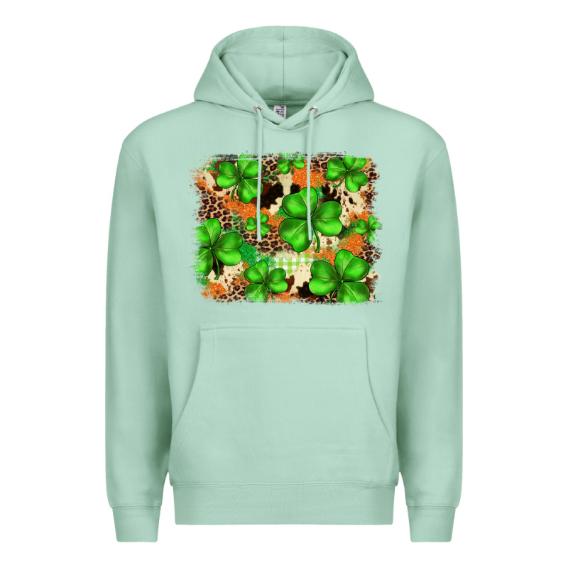 St.patricks Plaid  Green Glitter Cowhide  Leopard Premium Hoodie by FaDigitalArtStudio | Teevron