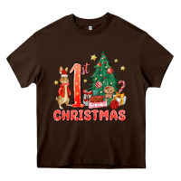 Chocolate Brown red christmas bunny 1st christmas Heavy Core Tee - MaliasSmallBusiness