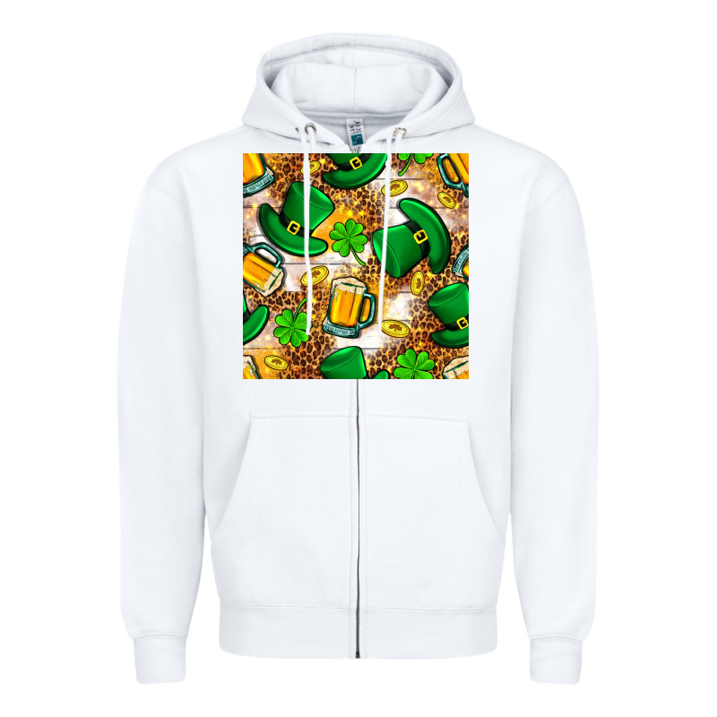 St. Patricks Day Hat Digital Paper Zipper Hoodie by BundleAndBundleShop | Teevron