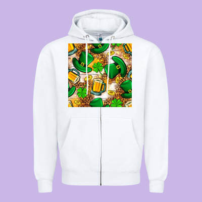 St. Patricks Day Hat Digital Paper Zipper Hoodie Designed By Bundleandbundleshop