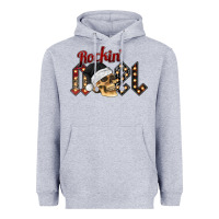 Heather Grey rockin noel skull Heavyweight Hoodie - CowhideDigitalArt
