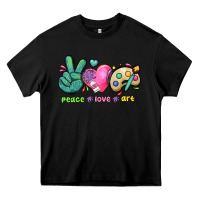 Black peace love art Heavy Core Tee - NancyCooperArtShop