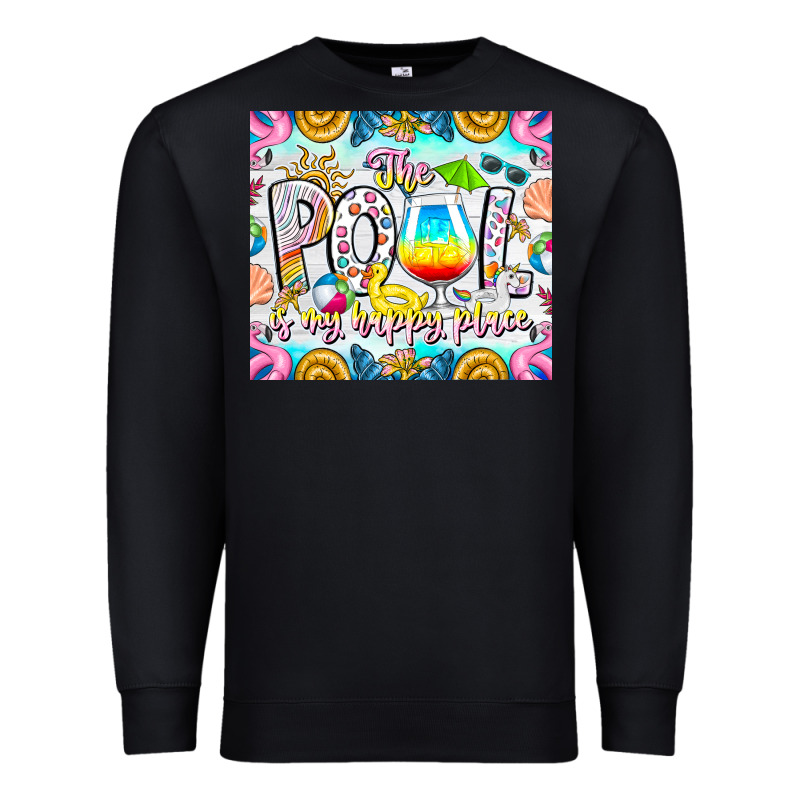The Pool Is My Happy Place Premium Sweatshirt by CowhideDigitalArt | Teevron
