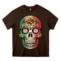 Chocolate Brown mexican skull Heavy Core Tee - JahusDesignShop