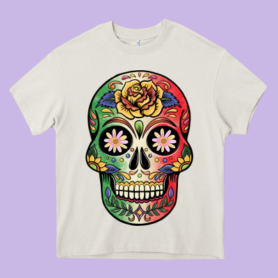Mexican Skull Heavy Core Tee Designed By Jahusdesignshop