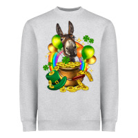 Heather Grey St. Patrick's Donkey with balloon Heavyweight Sweatshirt - HowdyJamesFarm