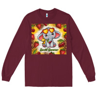Burgundy sweet summer cute elephant Long Sleeve Tee - TumblerDesignByShophia