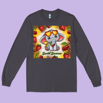 Sweet Summer Cute Elephant Long Sleeve Tee Designed By Tumblerdesignbyshophia