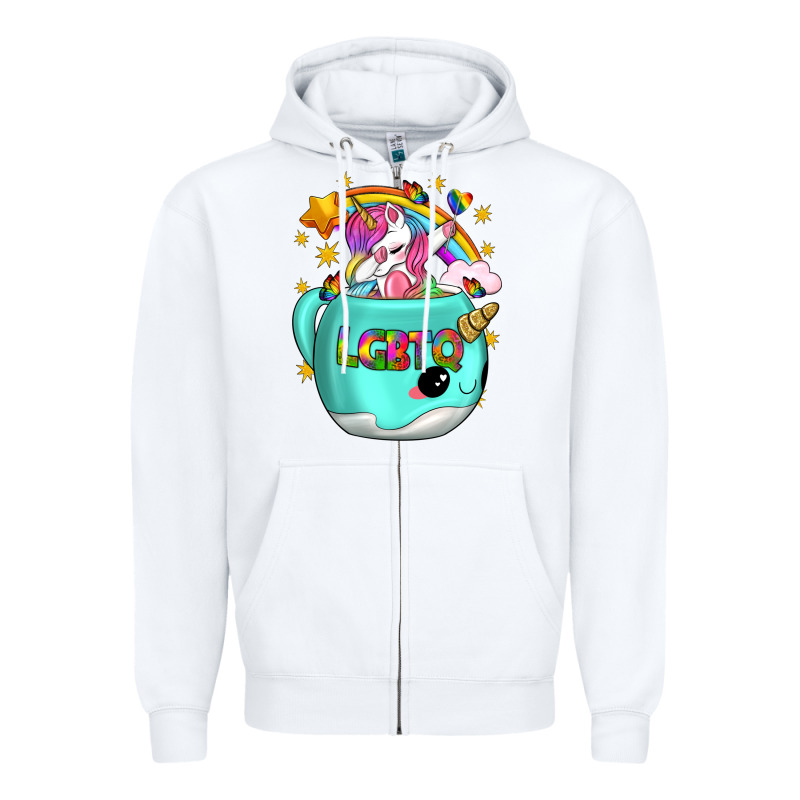 Lgbtq Unicorn And Narwhal Mug Zipper Hoodie by BundleAndBundleShop | Teevron