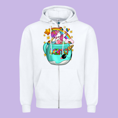 Lgbtq Unicorn And Narwhal Mug Zipper Hoodie Designed By Bundleandbundleshop