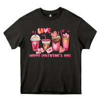 Asphalt happy valentine's day coffee cups Heavy Core Tee - MaliasSmallBusiness