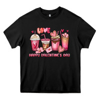 Black happy valentine's day coffee cups Heavy Core Tee - MaliasSmallBusiness