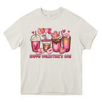Cream happy valentine's day coffee cups Heavy Core Tee - MaliasSmallBusiness
