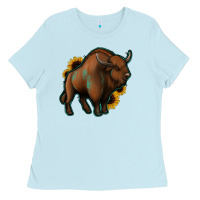 Baby Blue Western  Bison Ladies Tee - Jasminsmagicworld