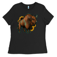Black Western  Bison Ladies Tee - Jasminsmagicworld