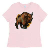 Bubblegum Pink Western  Bison Ladies Tee - Jasminsmagicworld