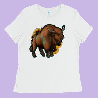 Western  Bison Ladies Tee Designed By Jasminsmagicworld
