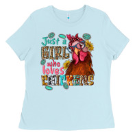 Baby Blue just a girl who loves chickens Ladies Tee - NancyCooperArtShop