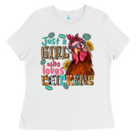 White just a girl who loves chickens Ladies Tee - NancyCooperArtShop