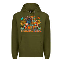 Army Green happy thanksgiving with truck bbs Premium Hoodie - BundleAndBundleShop