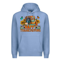 Colony Blue happy thanksgiving with truck bbs Premium Hoodie - BundleAndBundleShop