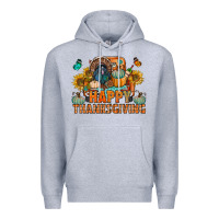Heather Grey happy thanksgiving with truck bbs Premium Hoodie - BundleAndBundleShop