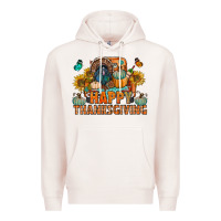 Pale Pink happy thanksgiving with truck bbs Premium Hoodie - BundleAndBundleShop