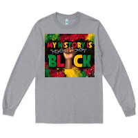 Heather Grey my history is black Long Sleeve Tee - TumblerDesignByShophia