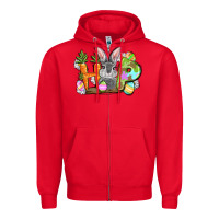 Red hop easter day Zipper Hoodie - FaDigitalArtStudio