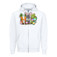 White hop easter day Zipper Hoodie - FaDigitalArtStudio