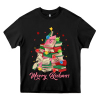 Black merry bookmas christmas book tree Heavy Core Tee - MaliasSmallBusiness