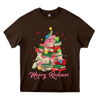 Chocolate Brown merry bookmas christmas book tree Heavy Core Tee - MaliasSmallBusiness