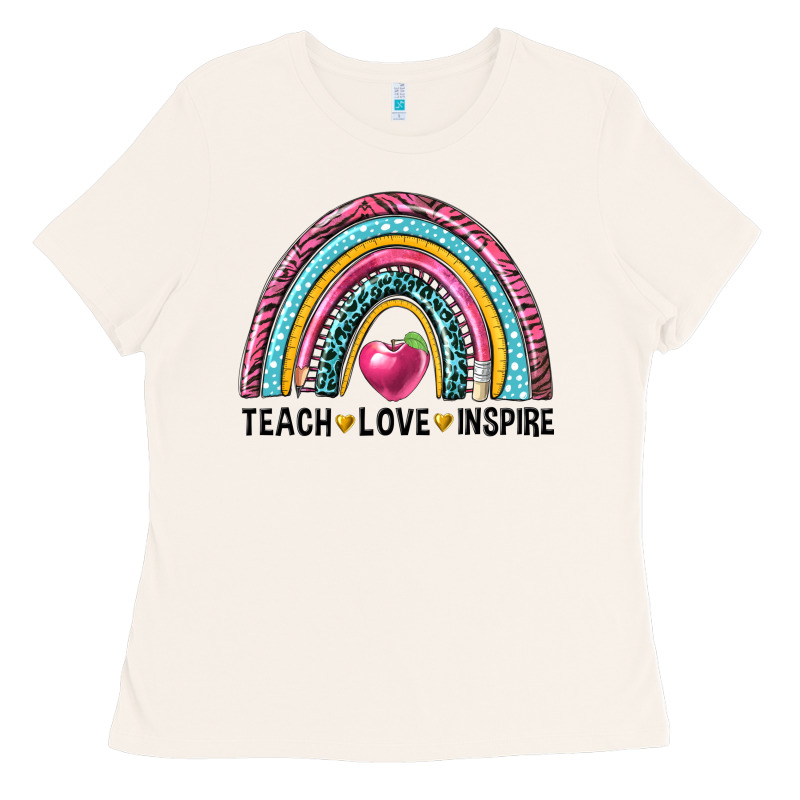 Rainbow Teach Love Inspire Ladies Tee by NancyCooperArtShop | Teevron