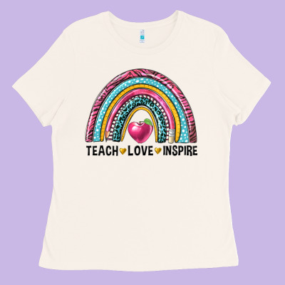 Rainbow Teach Love Inspire Ladies Tee Designed By Nancycooperartshop