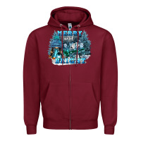 Burgundy merry and bright Zipper Hoodie - FaDigitalArtStudio