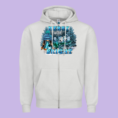 Merry And Bright Zipper Hoodie Designed By Fadigitalartstudio