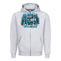 Heather Grey merry and bright Zipper Hoodie - FaDigitalArtStudio