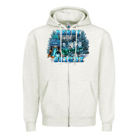 Oatmeal Heather merry and bright Zipper Hoodie - FaDigitalArtStudio