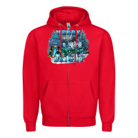 Red merry and bright Zipper Hoodie - FaDigitalArtStudio