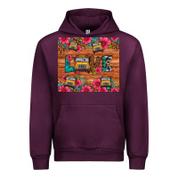 Mauve Wine love school bus leopard Urban Hoodie - Artiststas