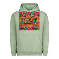 Pigment Oil Green love school bus leopard Urban Hoodie - Artiststas