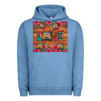 Pigment Pebble Blue love school bus leopard Urban Hoodie - Artiststas