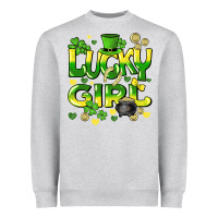 Heather Grey lucky girl st. patricks day Heavyweight Sweatshirt - HowdyJamesFarm