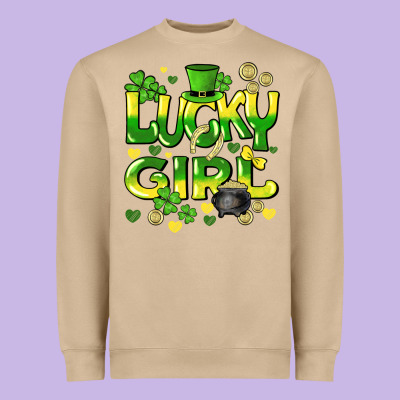 Lucky Girl St. Patricks Day Heavyweight Sweatshirt Designed By Howdyjamesfarm