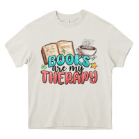 Cream books are my therapy Heavy Core Tee - MaliasSmallBusiness
