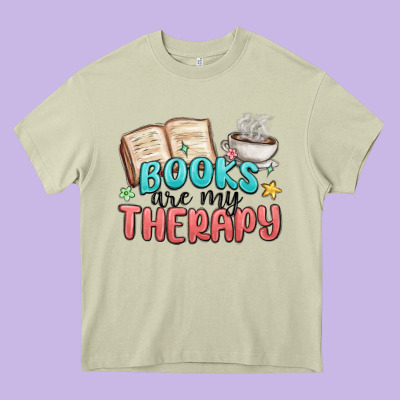 Books Are My Therapy Heavy Core Tee Designed By Maliassmallbusiness